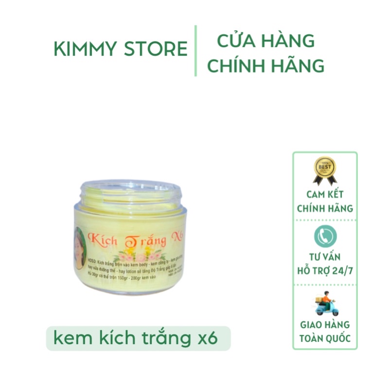 lẻ hộp kem kích trắng X6 hà anh màu vàng 30g