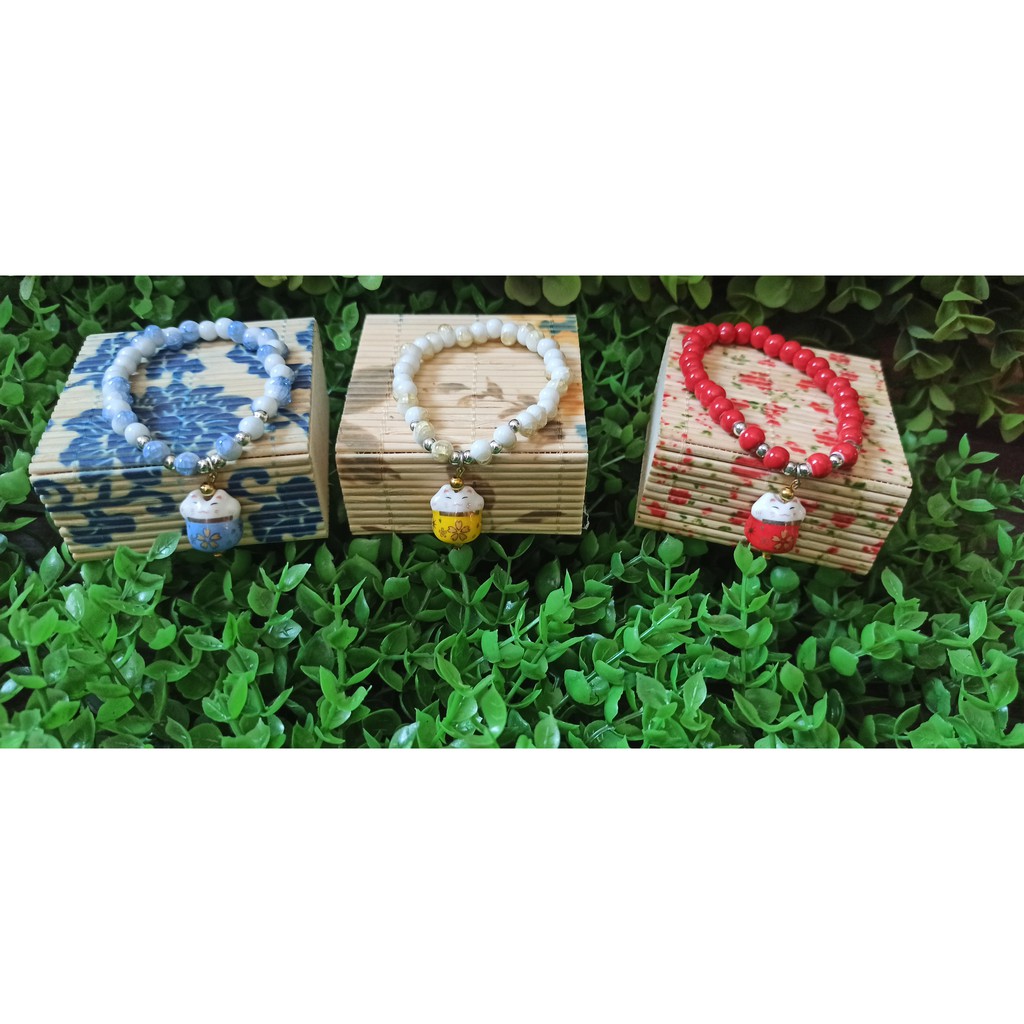 Vòng tay nữ dễ thương mèo thần tài may mắn Maneki neko vòng sứ - The Sóc's Jewelry