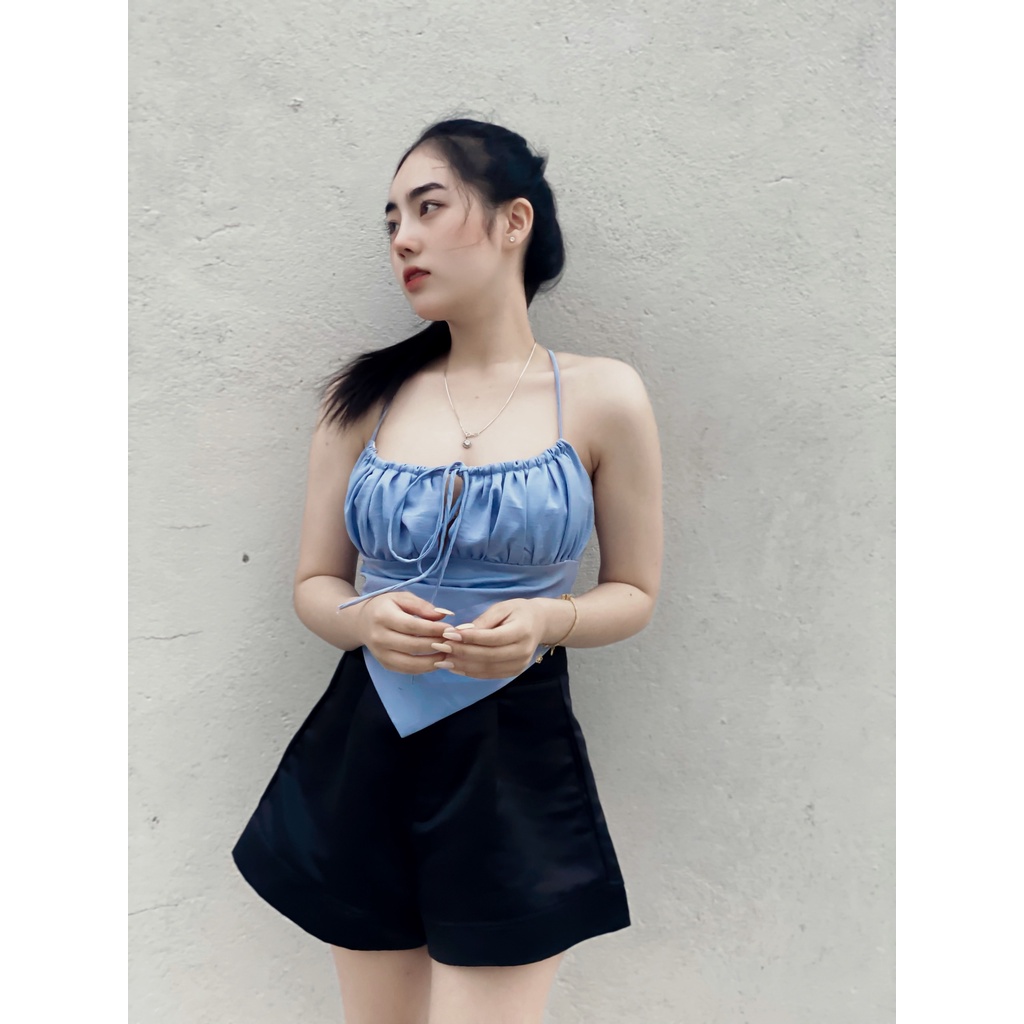 Áo Yếm CROPTOP Đan Dây Ngực Cột Nơ, Áo Yếm Tam Giác 2 Dây , 3 Màu Sang Chảnh
