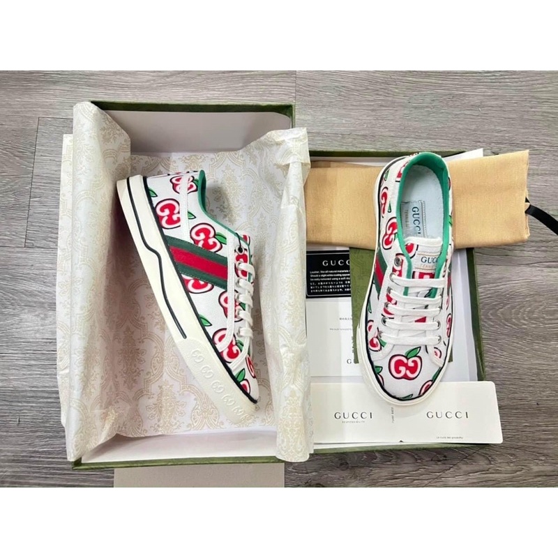 GIÀY GU.CI TÁO SNEAKERS TRẮNG ĐỎ LAI AU CAO CẤP