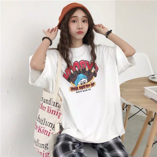 Áo thun free ulzzang WOODY’S cổ rách kiểu