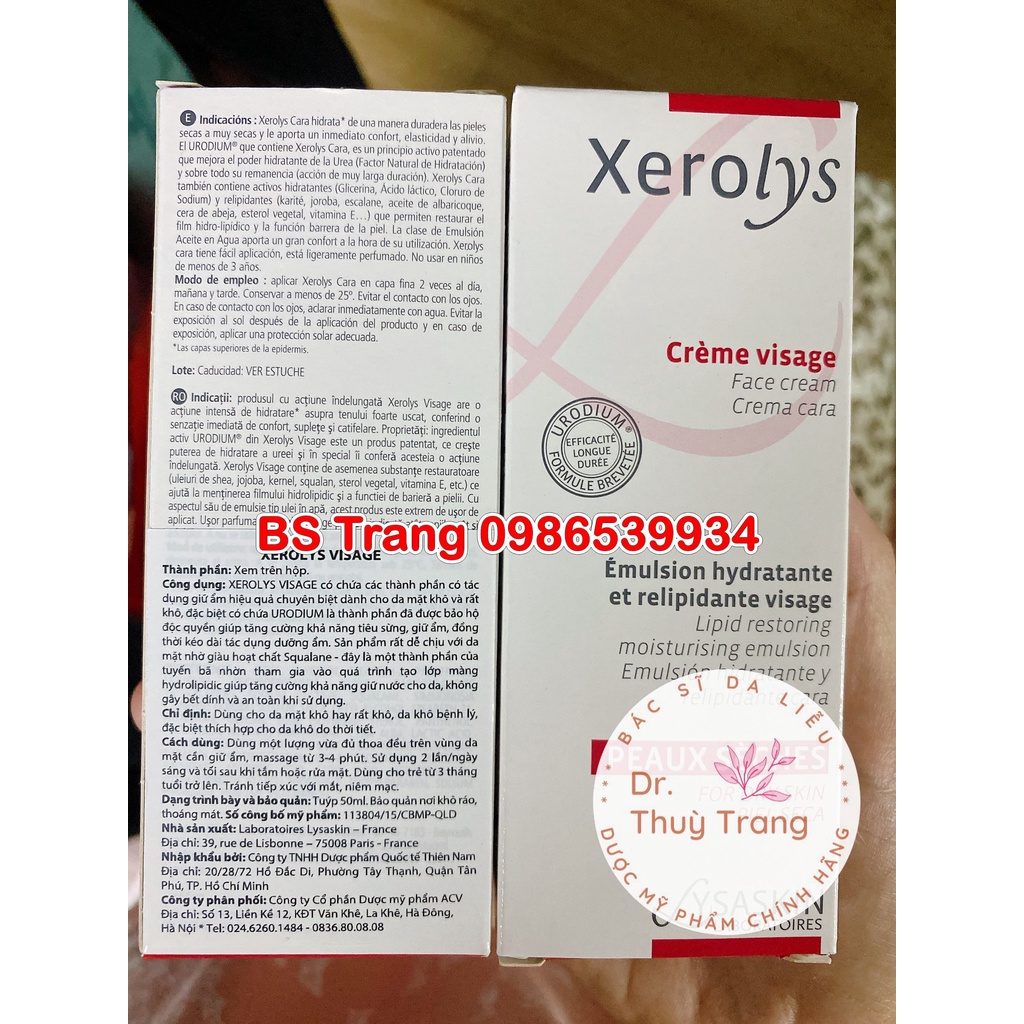 KEM DƯỠNG ẨM DA MẶT XEROLYS CREAM VISAGE 50ML