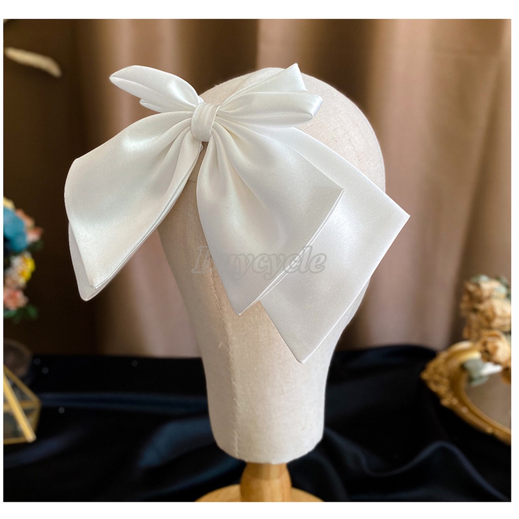Kẹp Tóc Nơ Satin Trắng Thời Trang Cô Dâu