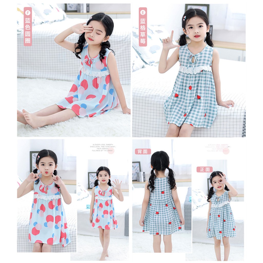 Đầm Ngủ Lụa Phối Ren 100-160cm Cho Bé Gái