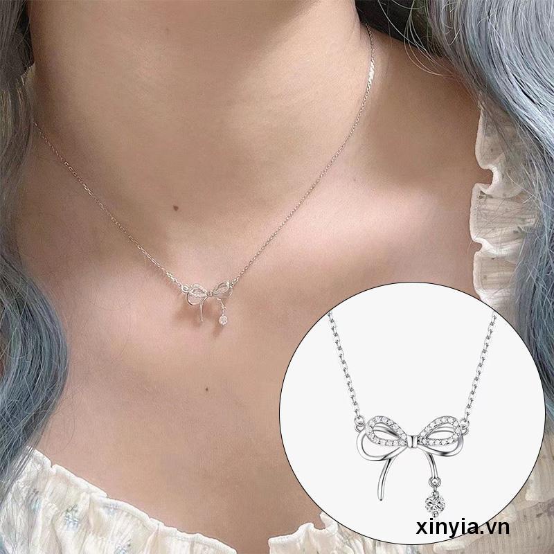 🌺Vòng cổ Hai Lớp Đính Nơ Giọt Nước Sang Trọng Cho Nữ