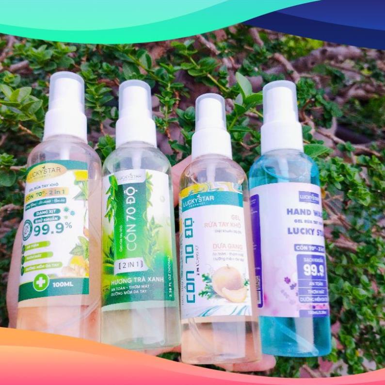 Chai xịt rửa tay sát khuẩn 100ml hương Sả Gừng/Lavender/ Trà xanh/Dưa gang LuckyStar Chai bỏ túi