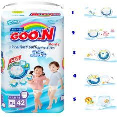 Tã quần Goon Slim Jumbo Quần Size XL 42 Miếng (Cho bé 12 đến 20Kg)