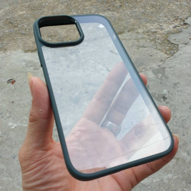 (Xanh rêu)_Ốp lưng Likgus trong suốt viền màu cho iPhone 13, 13 Pro, 13 Pro Max chống sốc
