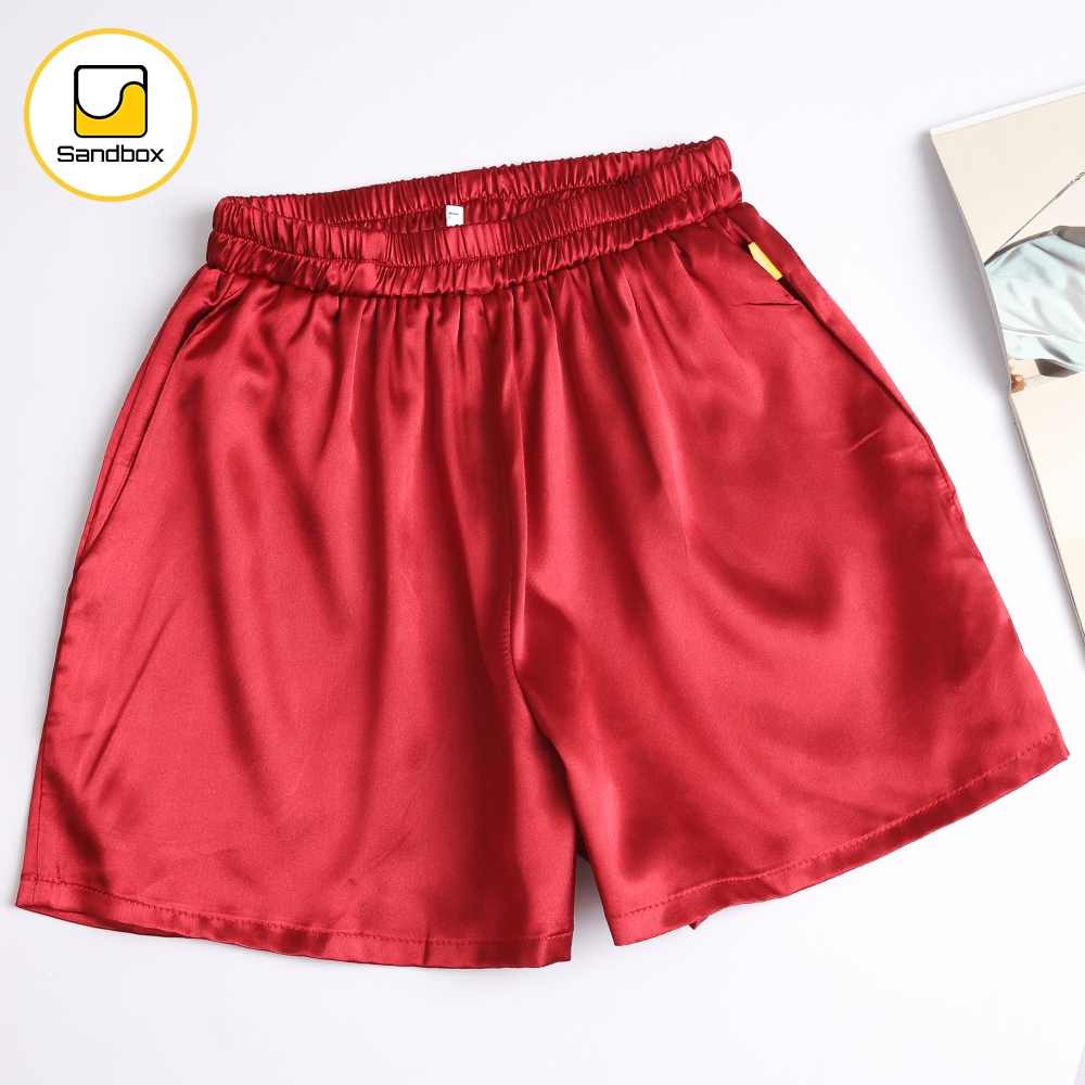 Quần Short Nữ SANDBOX Lụa Satin Cao Cấp Mềm Mịn,Thoáng Mát, Form Rộng
