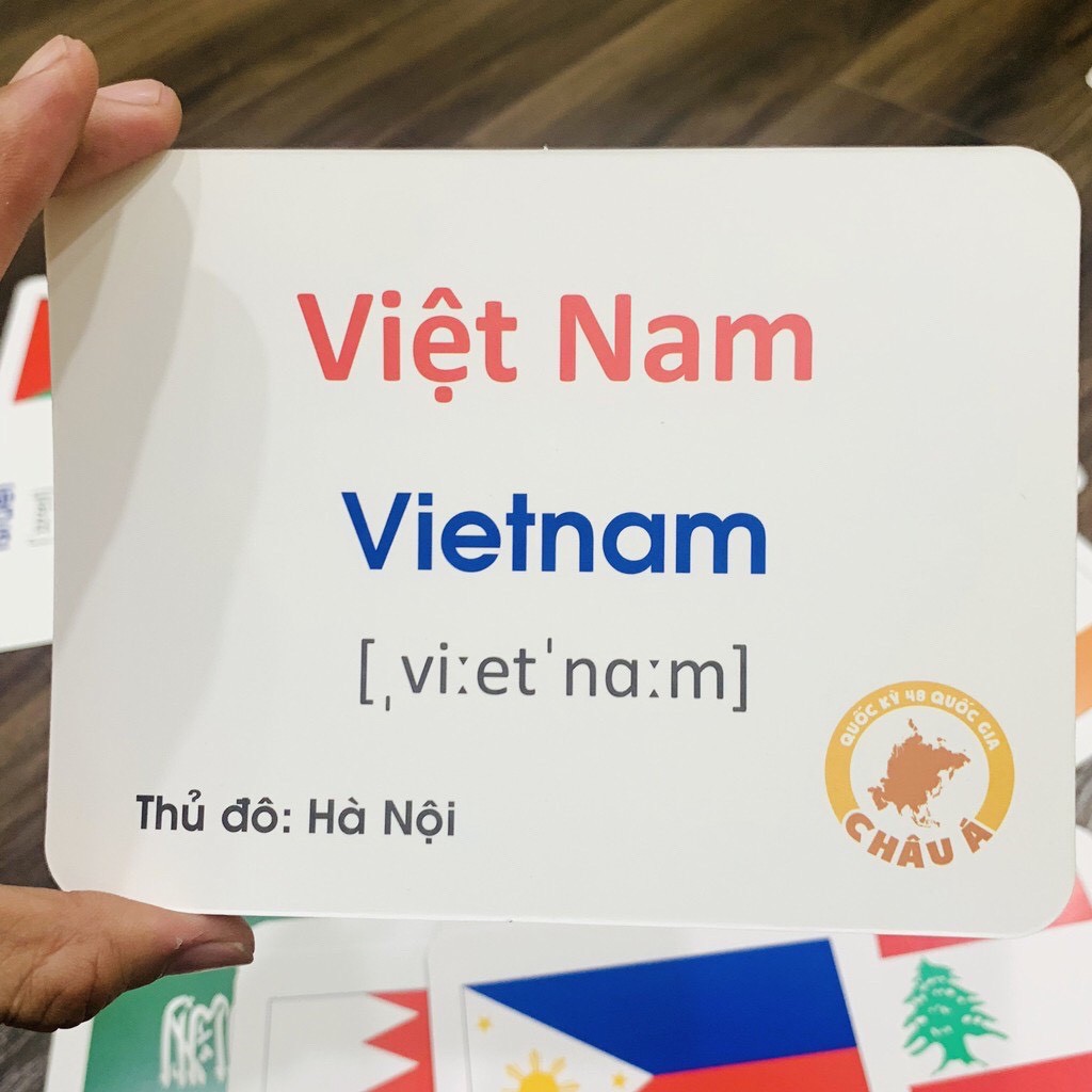 Flash Card Quốc Kỳ Các Quốc Gia Trên Thế Giới - Bộ thẻ học cờ các nước 5 châu lục = 175 thẻ (hộp xanh to)