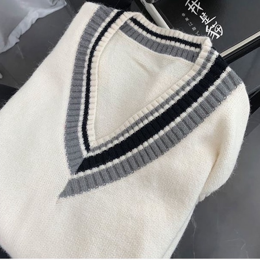 Áo sweater dệt kim cổ V không tay thời trang Hàn Quốc nam tính