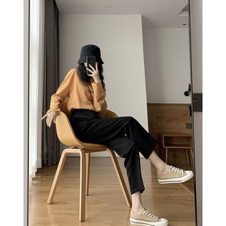 Quần baggy đen basic 1 khuy đứng form
