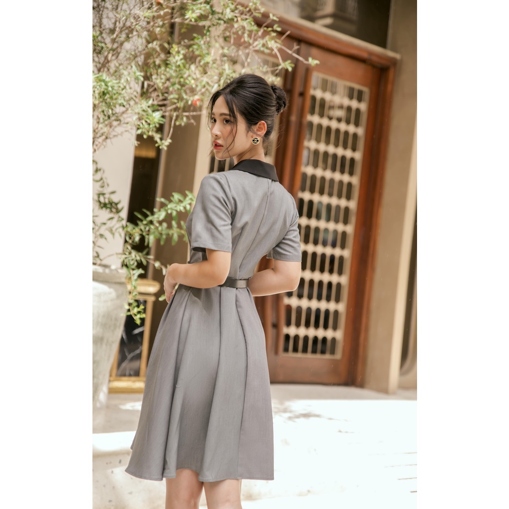 Váy thiết kế V43 Myna Dress kèm đai chất Xylin nhật mặt chéo, không nhăn nhàu