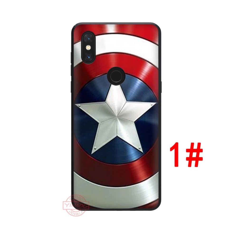  Ốp điện thoại phong cách captain america cho Xiaomi Mi 8 SE 9 SE 8 Lite A1 A2 Lite 5X 6X F1 Max 3