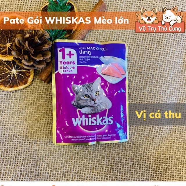 Xả kho Pate Whiskas Adult dạng Gói dành cho Mèo Trưởng Thành trên 12 tháng| Pate cho mèo lớn