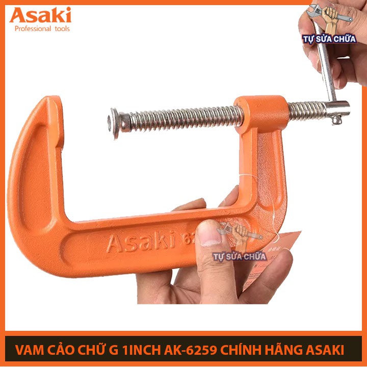 Vam chữ G kẹp gỗ 1 inch- 25mm chính hãng ASAKI AK-6259 (Cảo chữ C)