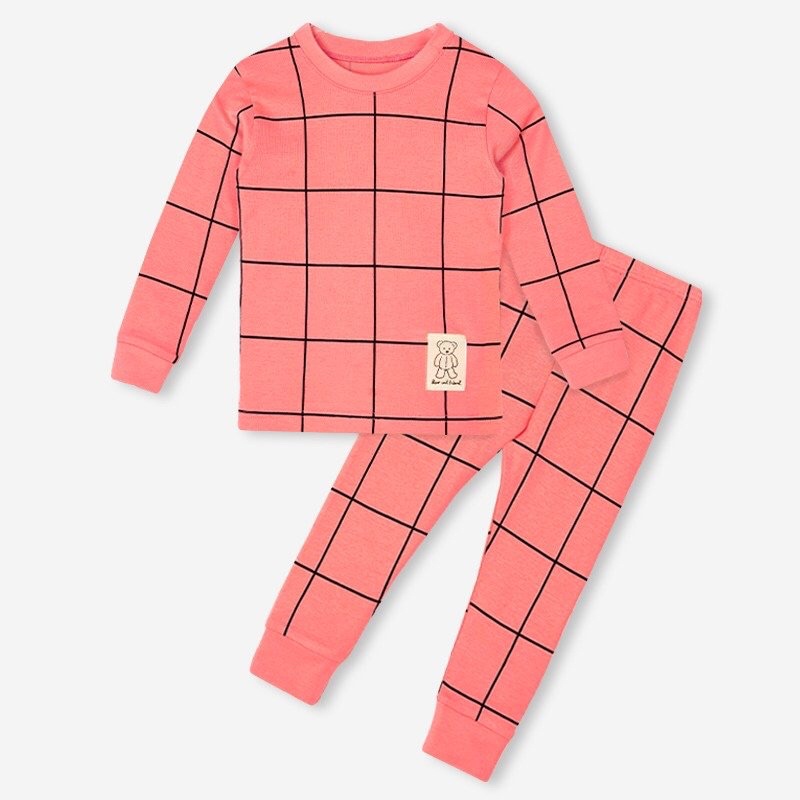 Đồ bộ quần áo dài tay dáng ôm thun cotton mẫu Sọc vuông năm 2022 rất xinh của hãng Unifriend Hàn Quốc mã UND01