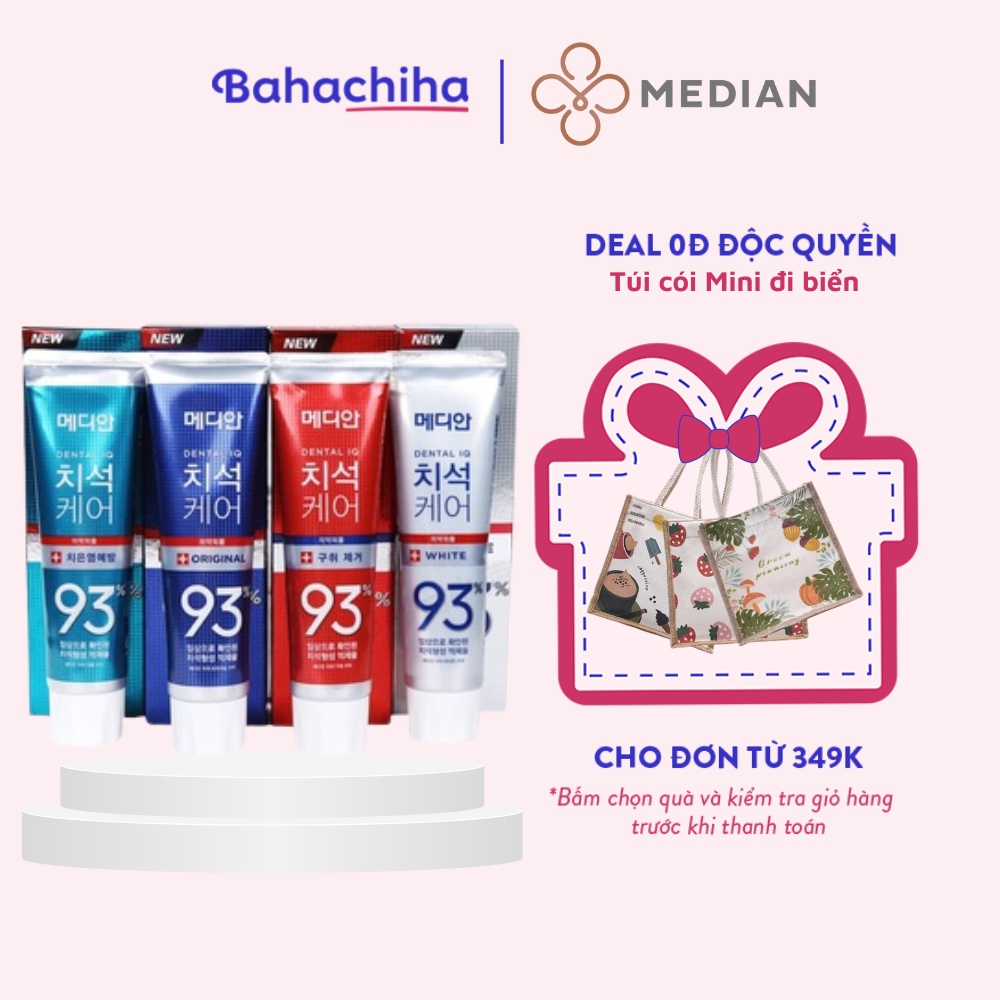Kem đánh răng MEDIAN 93% IQ DENTAL Toothpaste giúp trắng răng, giảm ố, loại bỏ mùi hôi 120g - Bahachiha