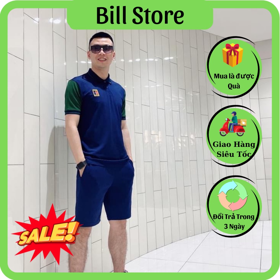 Bộ Thể Thao Nam Ngắn Tay Thêu NK Cao Cấp , Set Đồ Nam Cổ Polo BILL STORE