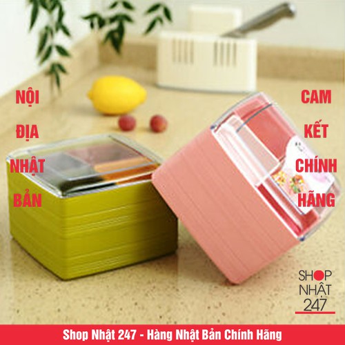 Hộp đựng cơm bento hồng 2 tầng, nhiều ngăn tiện lợi - Nội địa Nhật Bản