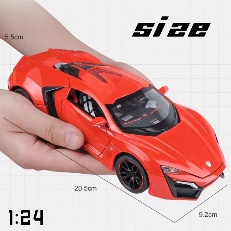 Mô Hình Xe Hơi Lykan Bằng Hợp Kim Tỉ Lệ 1: 24 Có Đèn Và Nhạc Độc Đáo Sống Động