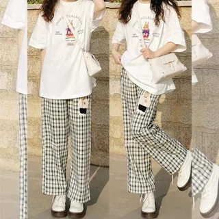 [Rẻ Vô Địch] Quần Kẻ Nữ Cạp Chun Caro Lưng Cao Dáng Rộng Ống Suông ulzzang full màu hot. Donna Fashion