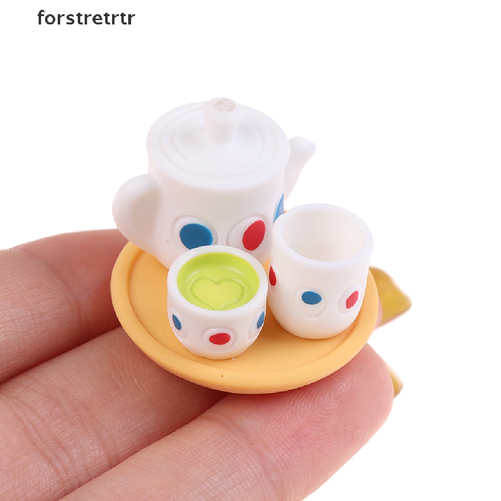 Bộ Ấm Chén Trà Mini Bằng Nhựa Resin Diy Trang Trí Nhà Búp Bê