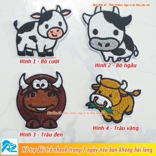 Patch ủi thêu hình trâu bò dễ thương - Sticker Logo S125