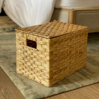 VIETBAS Giỏ lục bình đựng đồ có nắp LBK_014