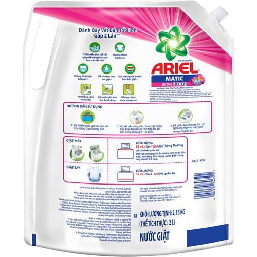 Nước giặt ariel matic hương downy 2,15kg