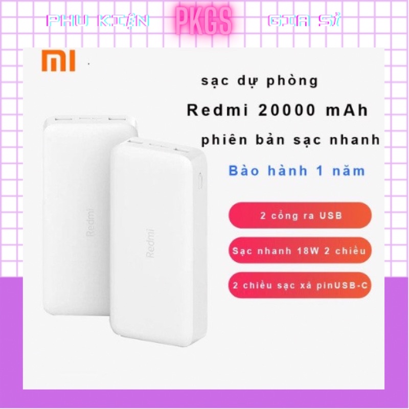 Pin dự phòng - Sạc dự phòng MI 20000mah, có hỗ trợ sạc nhanh 18w, ổn định