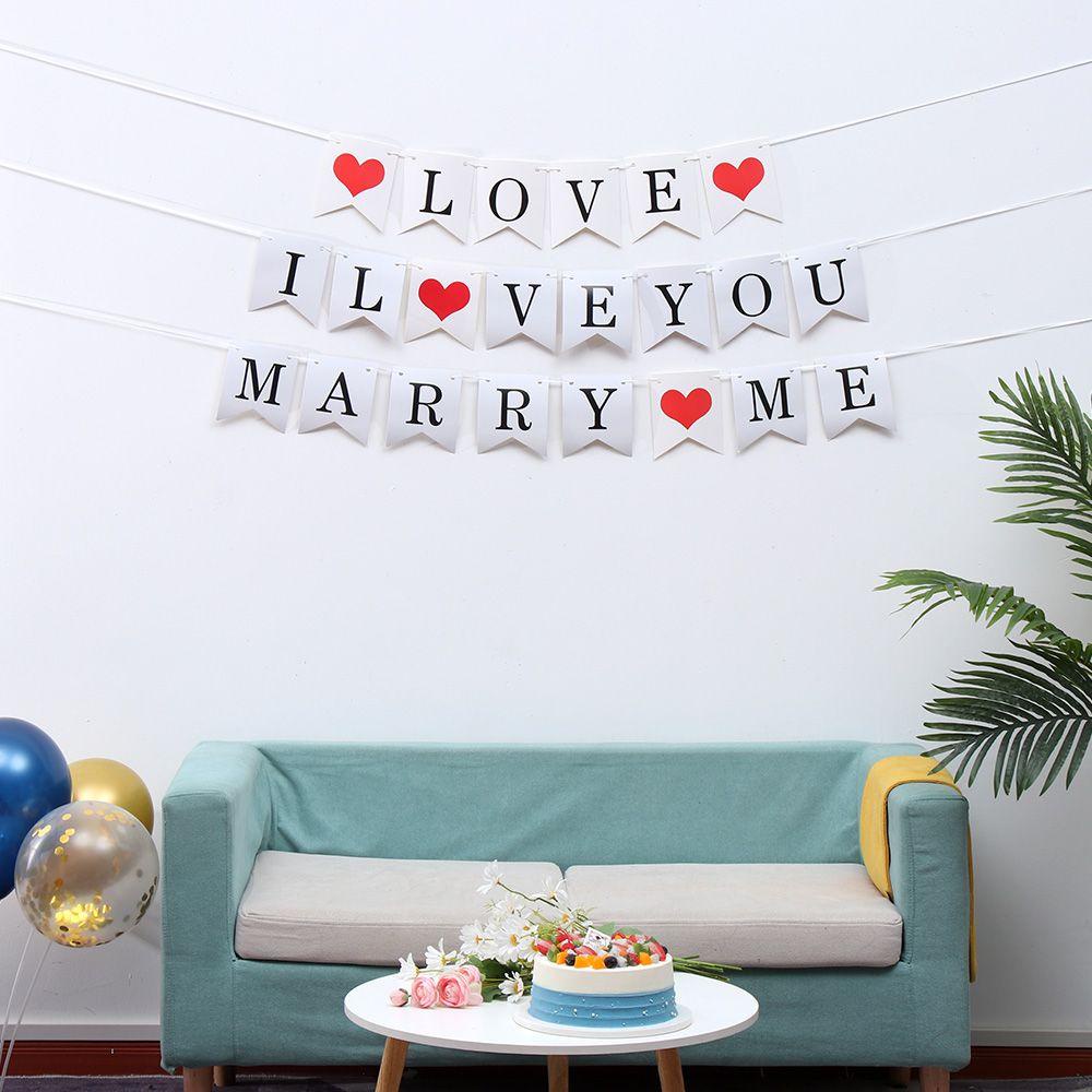 .Cờ Trang Trí Ngày Valentine / Đám Cưới DIY Hình Chữ I Love You Mới