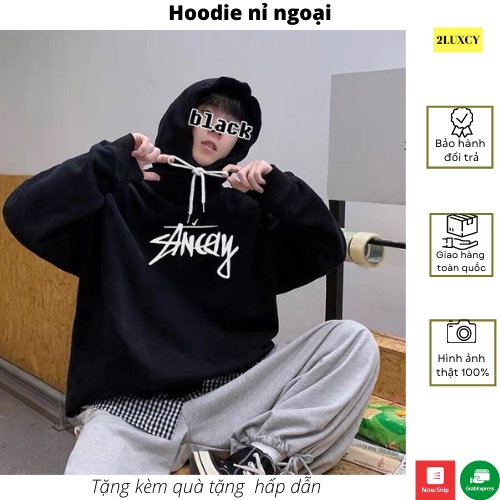 Áo khoác nỉ  Áo khoác hoodie nam nữ đẹp form rộng Unisex chất nỉ ngoại 2 lớp dày dặn - LUXCY