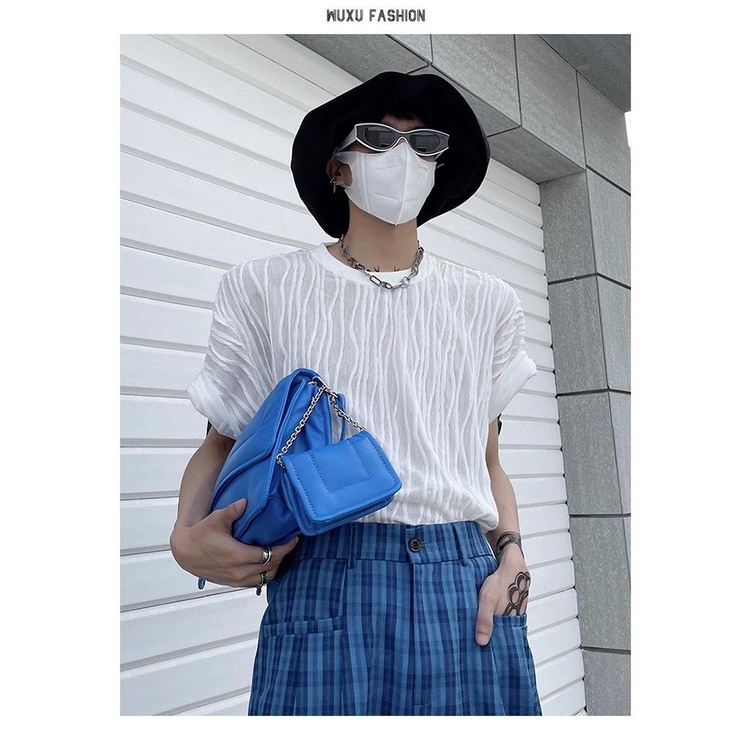 Áo thun nam tay lỡ vải Sóng nổi 3D Ripples Luxury