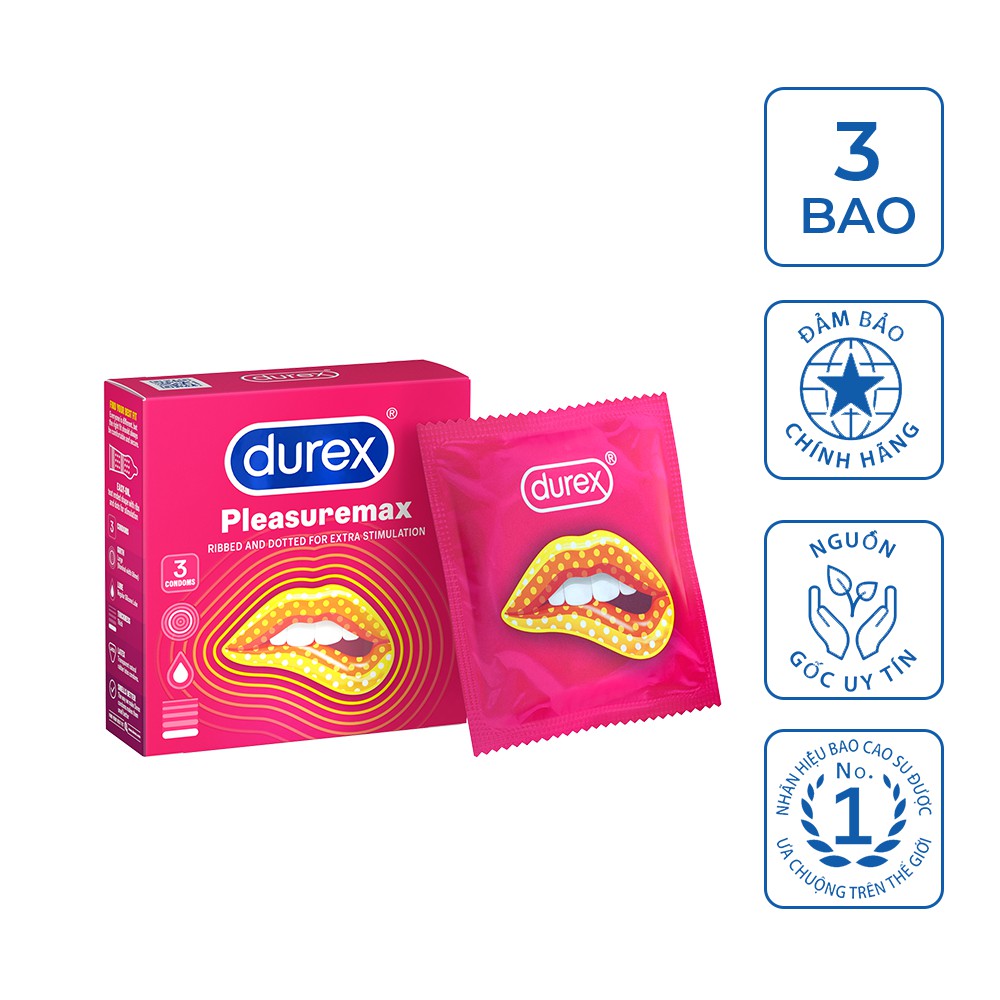 Bao cao su Durex Pleasuremax  Hộp 3-12 bao