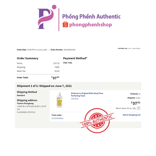 [CHỈ TRẢ ORDER] Nước hoa hồng Dickinsons cho da dầu Original Witch Hazel Pore Perfecting Toner | BigBuy360 - bigbuy360.vn