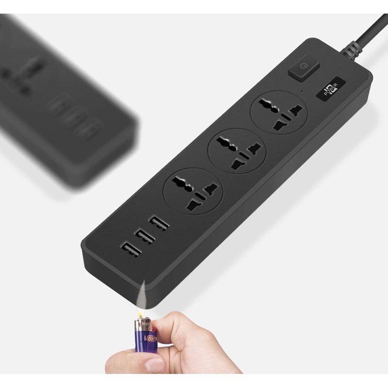 Ổ cắm điện đa năng cổng 3 USB ổ cắm thông minh an toàn chống quá tải dây 1.8m công suất 2500W hãng ONESAM tiêu chuẩn EU