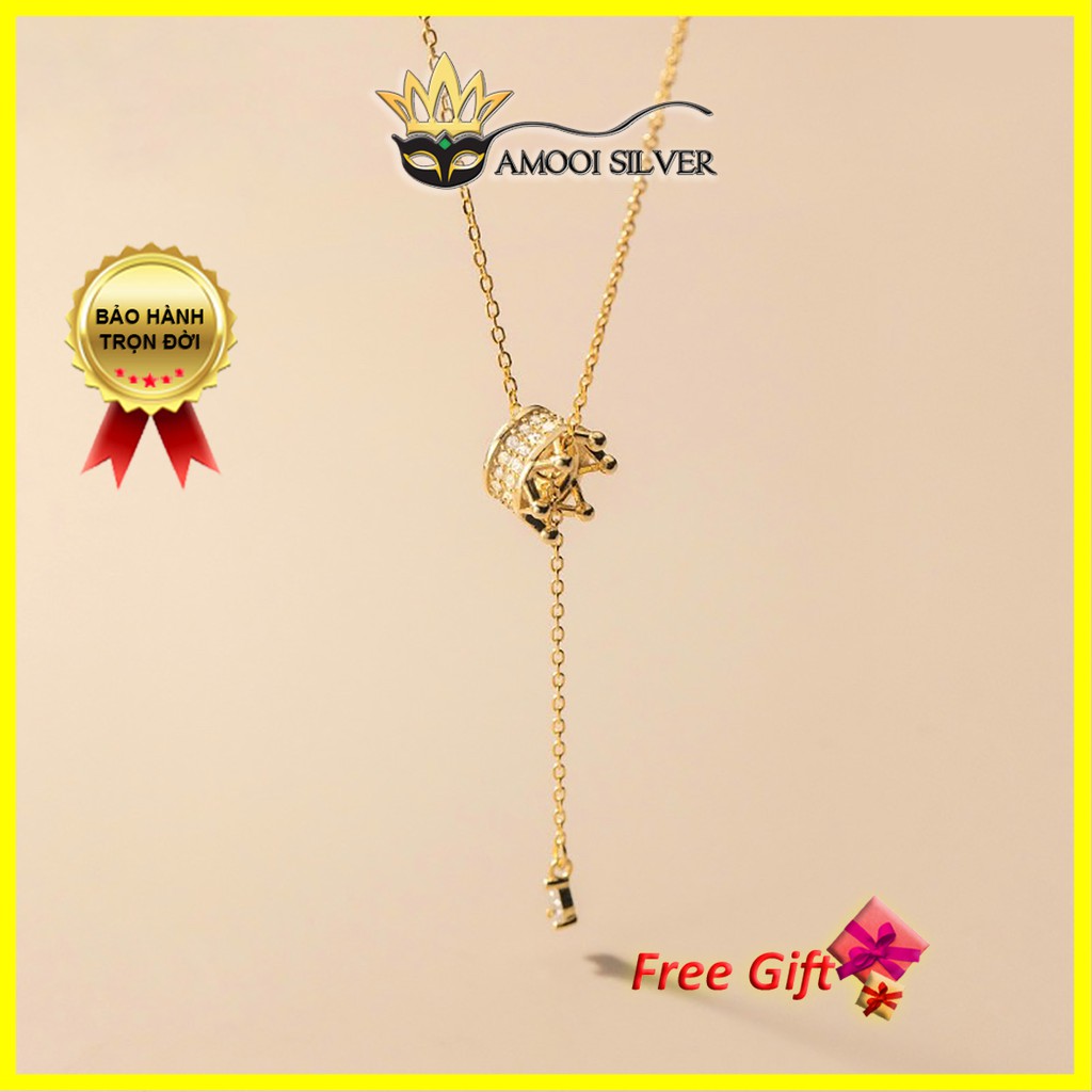Dây chuyền bạc S925 vương miện tua rua - Amooi Silver AD151