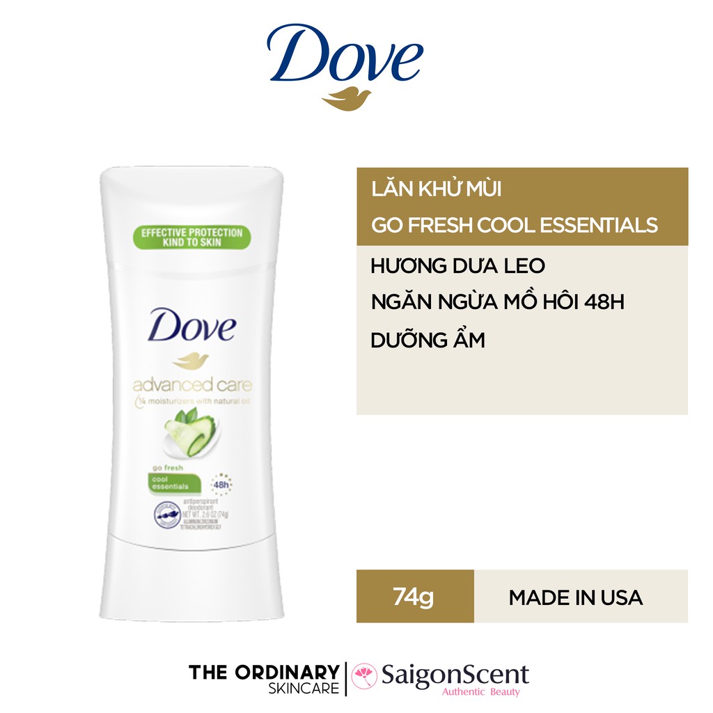 Lăn khử mùi Dove Advanced Care / Go Fresh Cool Essentials / Hương Dưa Leo ( 74g )