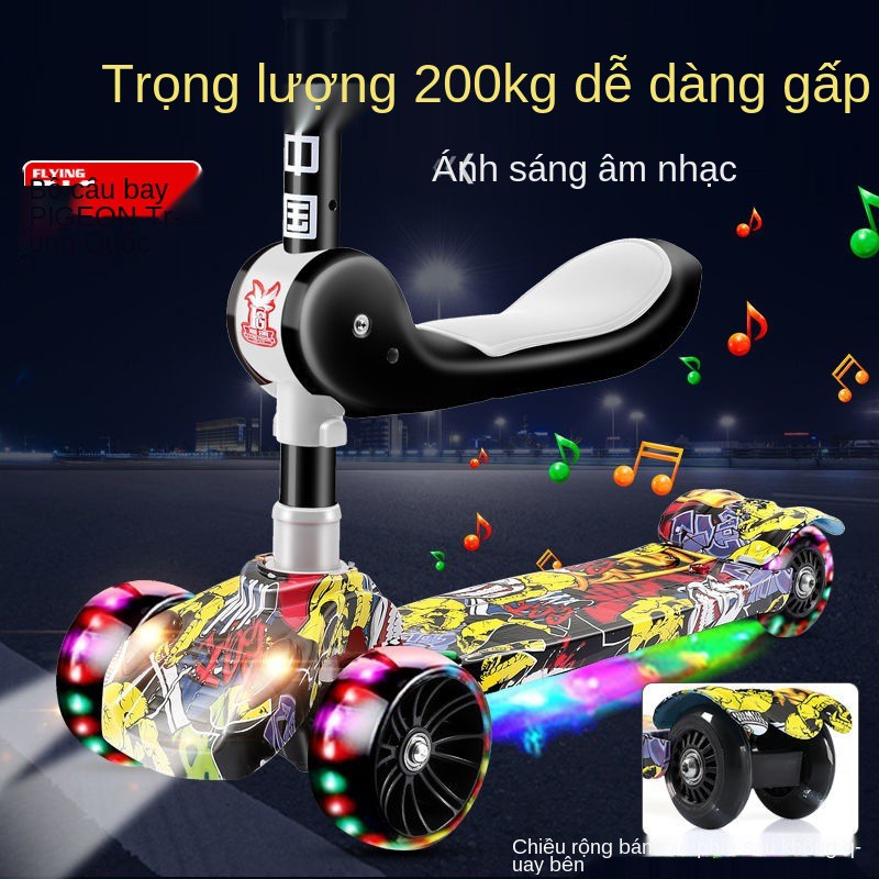 Xe trượt Scooter Trẻ em 1-3-6-8-12 tuổi có thể ngồi và đi cân bằng ba trong một