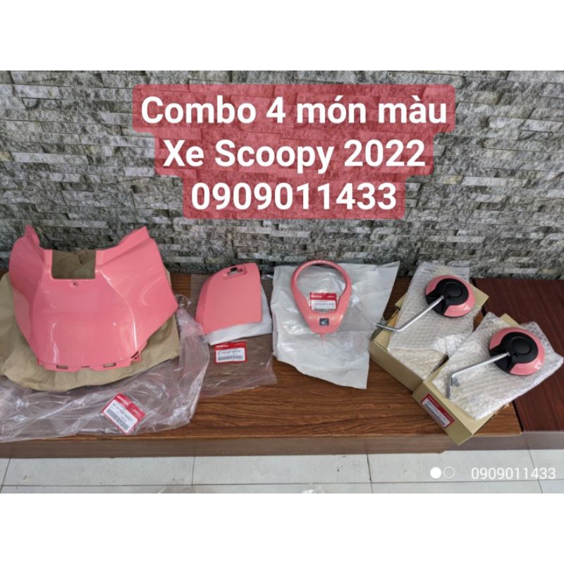 Combo 4 món màu Hồng cho xe Scoopy Trắng Hồng 2021-2022