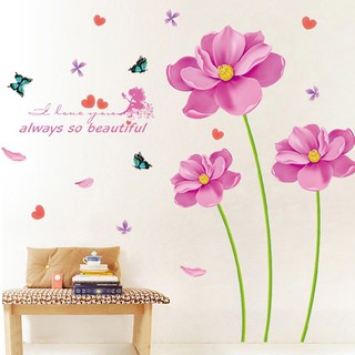 Decal dán tường hoa tím hồng( 260*150cm)