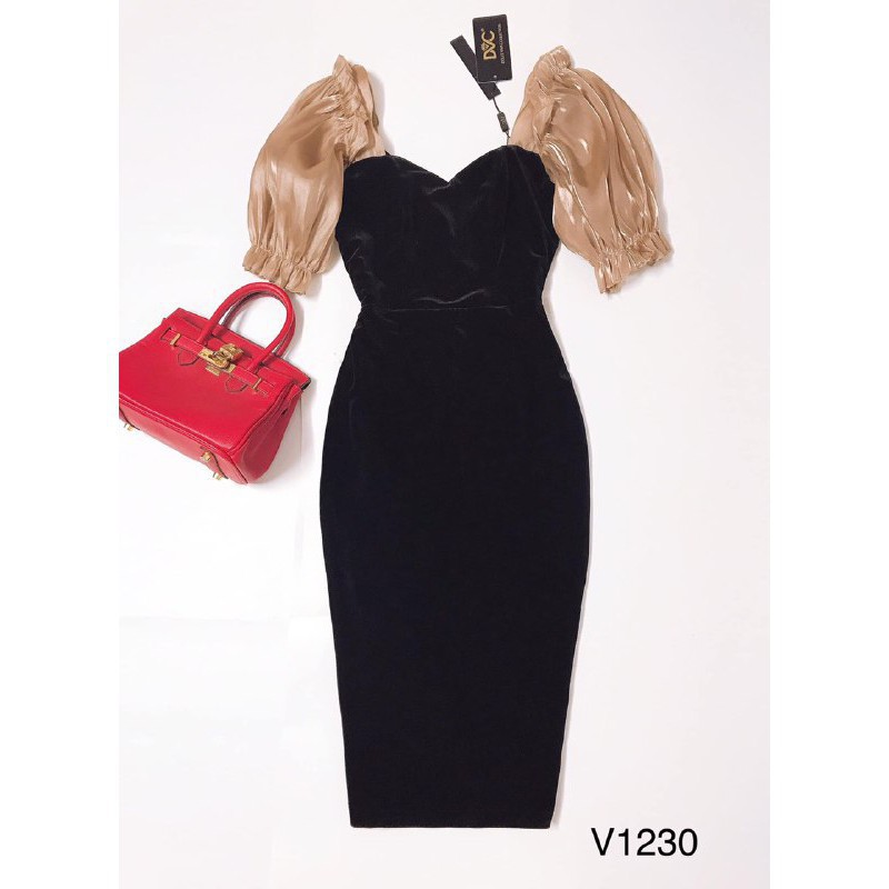 [ xả kho ] MiD Đầm dự tiệc dáng ôm phối tay điệu thiết kế V1230 Mie Design kèm ảnh thật