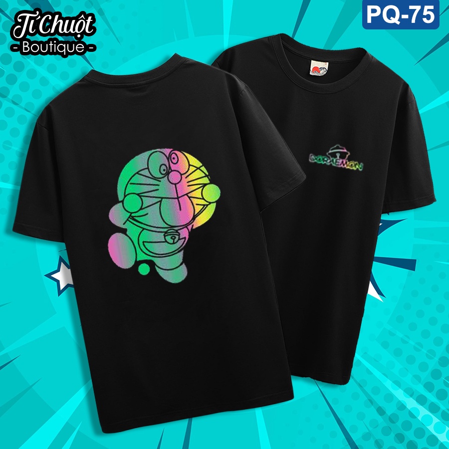 Áo thun phản quang DOREMON LÈ LƯỠI, áo phông nam nữ Cotton 100% form rộng tay lỡ oversize - Tí Chuột Studio