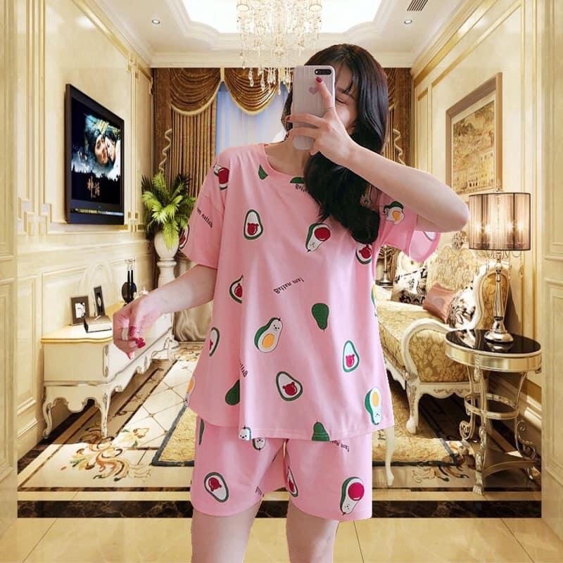 Bộ quần đùi áo cộc tay nữ cotton giấy nhiều hình cute freesize dưới 60kg