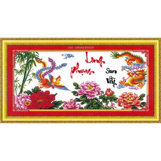 Tranh Thêu Chữ Thập Long Phụng Sum Vầy A469 (Khách tự thêu) KT:108x51cm