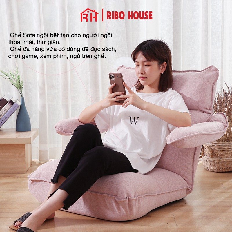 Ghế lười ngồi bệt RIBO HOUSE thư giãn tựa lưng vải nỉ hình robot dùng làm việc đọc sách nằm nghỉ trưa đa năng RIBO190