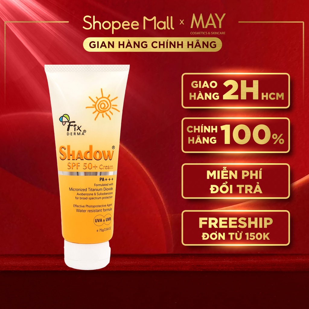 Kem chống nắng kiềm dầu Fixderma cho da nhạy cảm Shadow SPF50+ Cream 75G