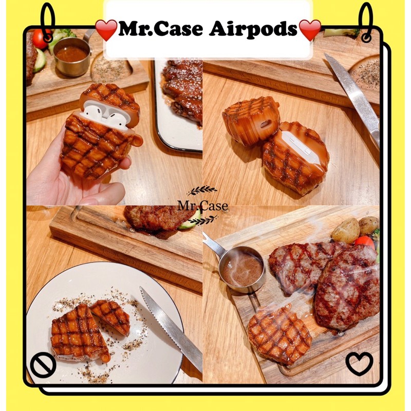 [Mã ELFLASH5 giảm 20K đơn 50K] Case Airpods 1/2 Pro Vỏ Ốp Đựng Tai Nghe Silicon Hình Thịt Nướng - Mr.Case Airpods