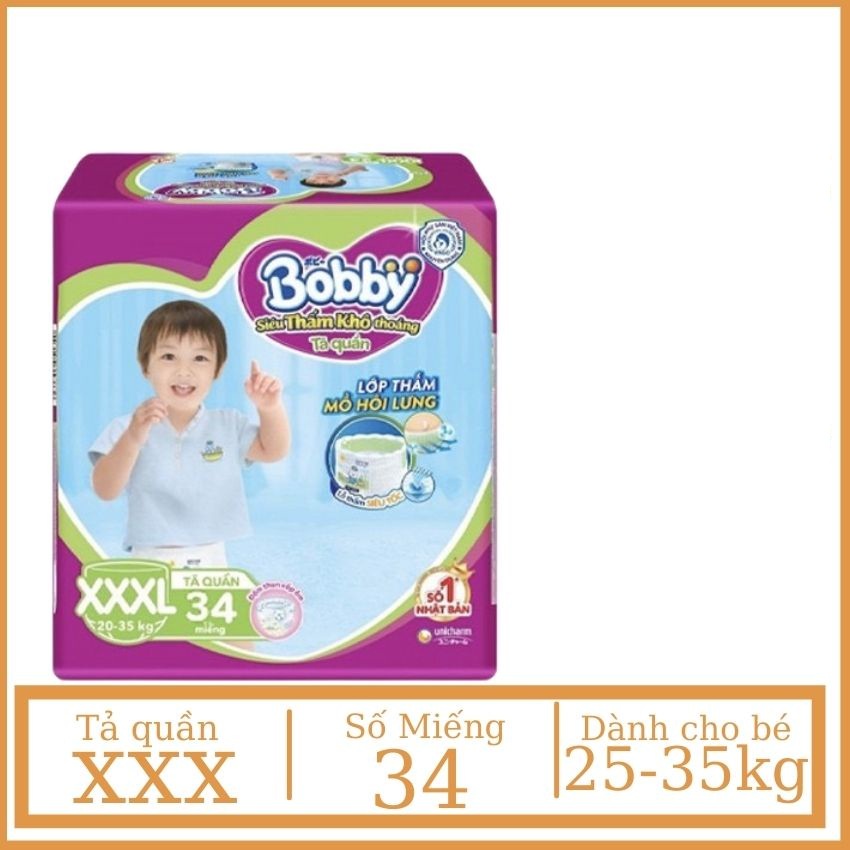 [Đủ Size] Tã Quần Siêu Thấm Bobby M74, L68, XL62, XXL56